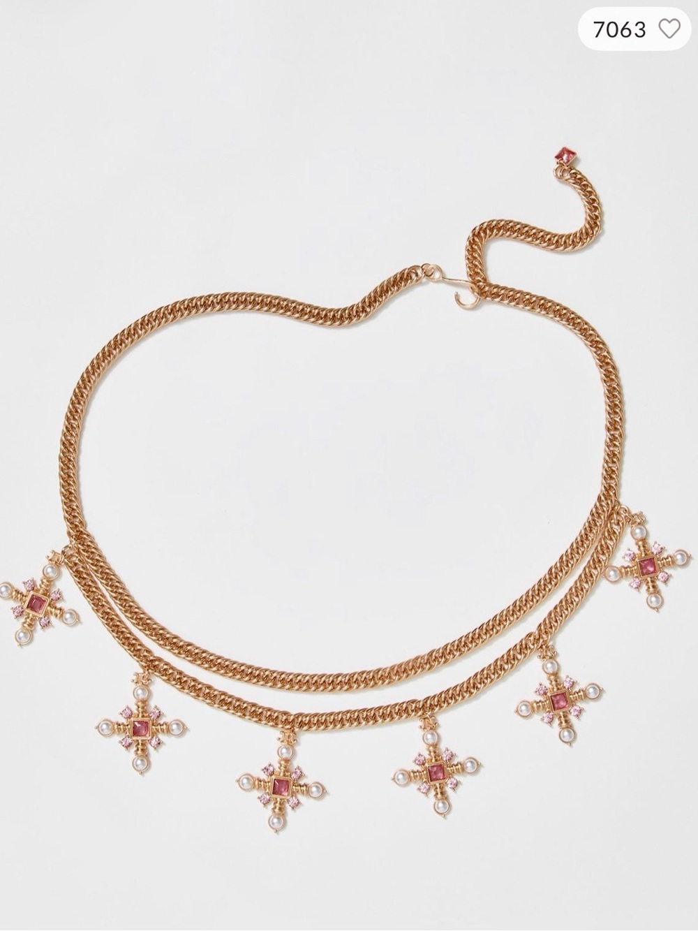 🔥GORGEOUS! NWT! FREE PEOPLE! Renaissance Chain Belt! CROWN JEWELS/PINK ROSE!